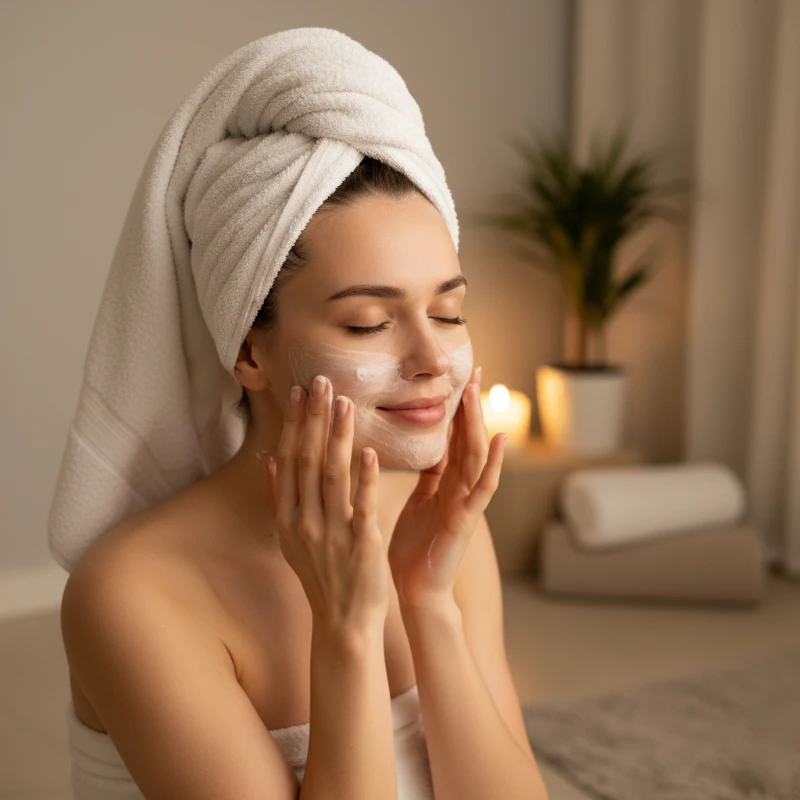 double cleansing benefits- woman washing face